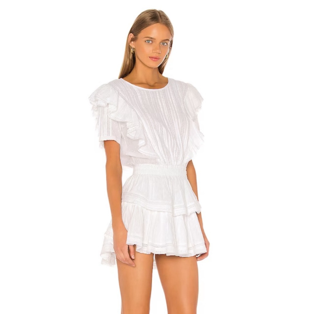 LoveShackFancy White Ruffled Mini Dress - Picture 3 of 3